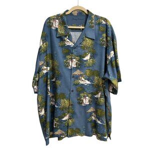 Tommy Bahama Silk Tropical Holiday Button-Up Camp Shirt Penguin Grilling Men XXL